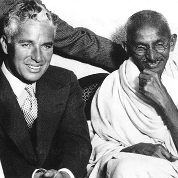 Gandhiji with Charlie Chaplin, London