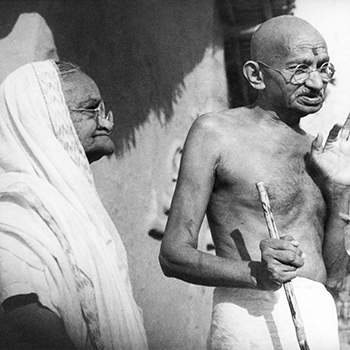 Mahatma Gandhi with his wife Kasturba at Sevagram Ashram, Maharashtra