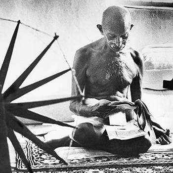 Mahatma Gandhi and His Spinning Wheel