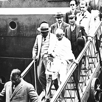 Mahatma Gandhi Disembarking a Ship 